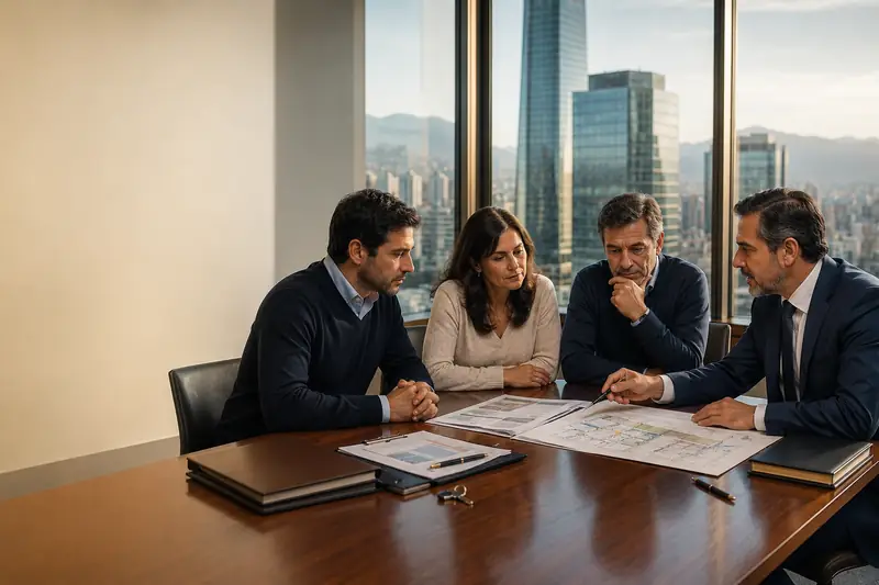 Reuni&oacute;n de copropietarios revisando la administraci&oacute;n del condominio